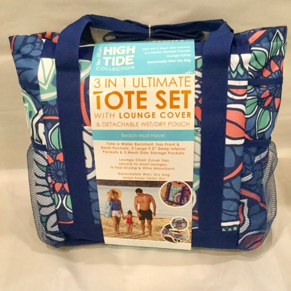 High Tide 3 in 1 Beach Tote with Lounge Cover /& Detachable Pouch